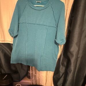Elegant Blue Short Sleeve Top